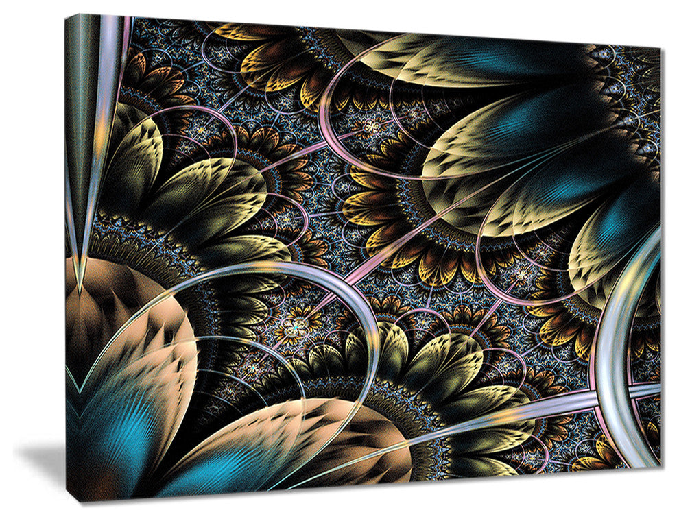 "Symmetrical Dark Orange Fractal Flower" Digital Wall Art, 40"x30"