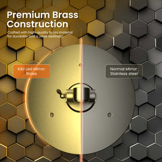 Circular LED Wall Mount One Side 5x Magnifying Make Up Mirror, Brushed Gold