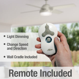 Hunter Fan Company Dempsey Damp Matte Nickel Ceiling Fan With Light/Remote, 52"