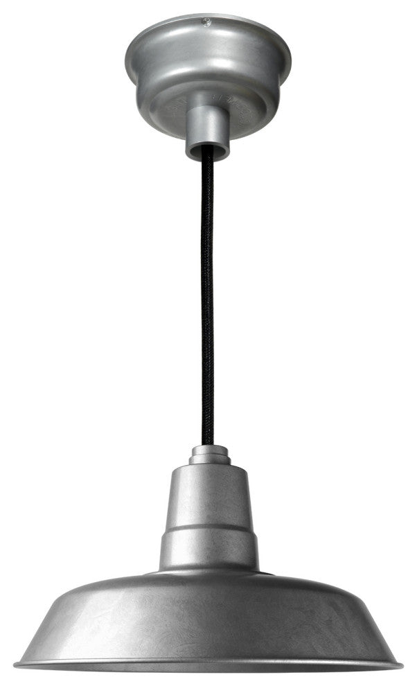12" Vintage LED Barn Light in Galvanized Silver with 7' Adjustable Cord