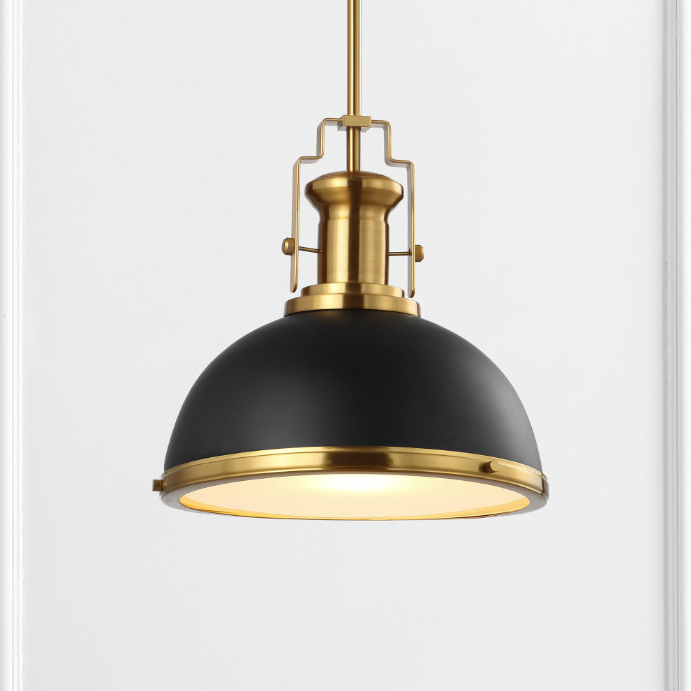 Homer 13"W LED Pendant - Black / Brass Gold