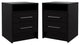 Tu Home Square 2 Drawer Engineered Wood Nightstand Set in Black (Set of 2)