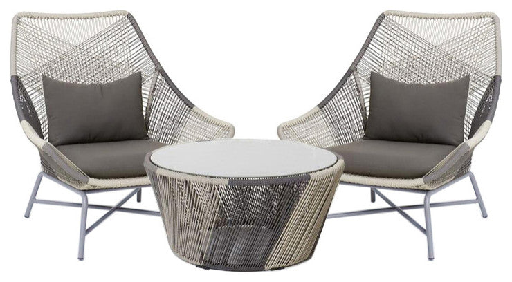 Outdoor PE Rattan Patio Chair Armchair With Cushion Pillow, Set of 2