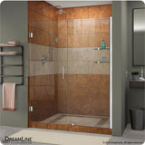 Unidoor 57-58"Wx72"H Frameless Hinged Shower Door, Shelves, Oil Rubbed Bronze