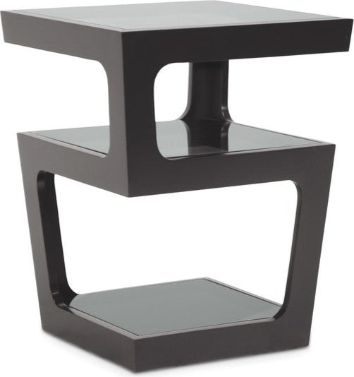 Baxton Studio Clara Black Modern End Table With 3, Tiered Glass Shelves
