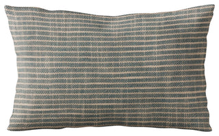 Plutus Blue Simple Stripe Luxury Throw Pillow, 20"x30"