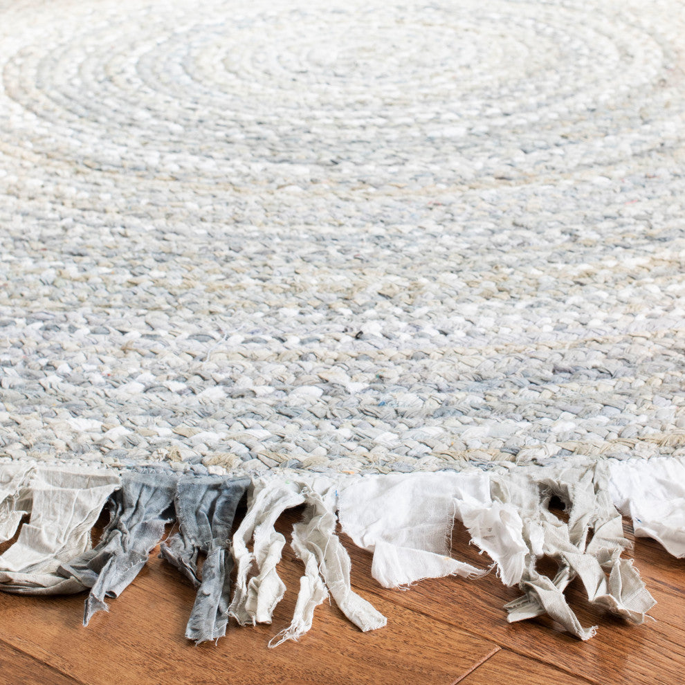 Safavieh Braided Collection BRD451 Rug, Light Grey, 4'' Round