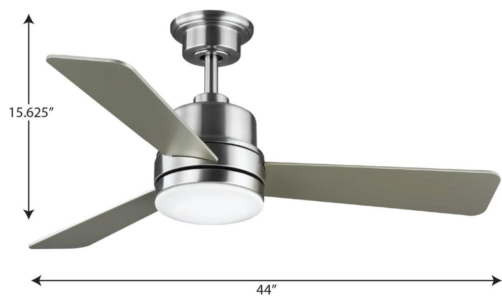 Trevina II Collection 44" 3-Blade Brushed Nickel Ceiling Fan