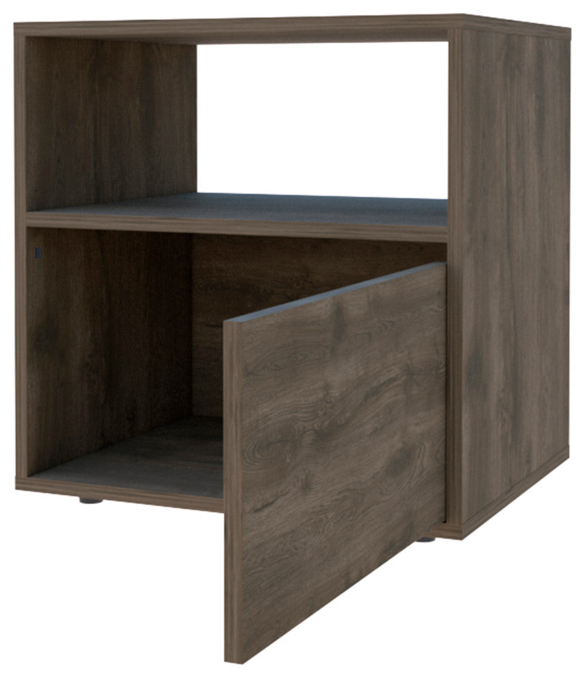 Valencian Nightstand With Open Shelf and Cabinet