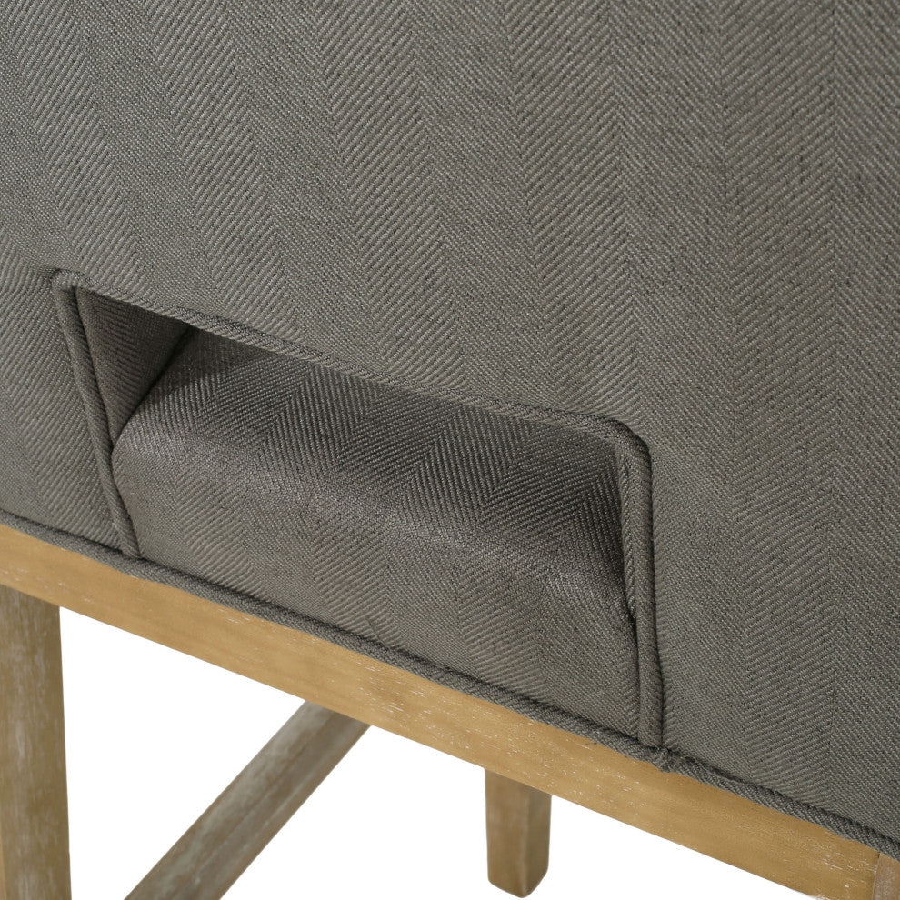 Kiara Contemporary Fabric Upholstered 27" Counter Stools, Set of 2, Deep Gray/Weathered Natural