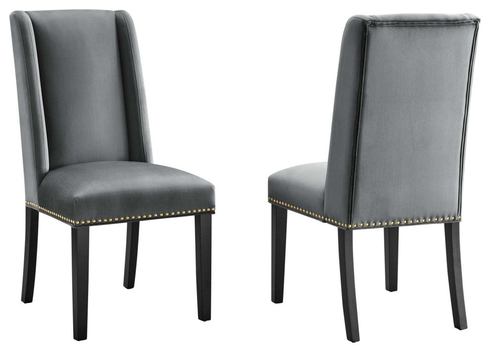 Baron Performance Velvet Dining Chairs, Set of 2, Gray