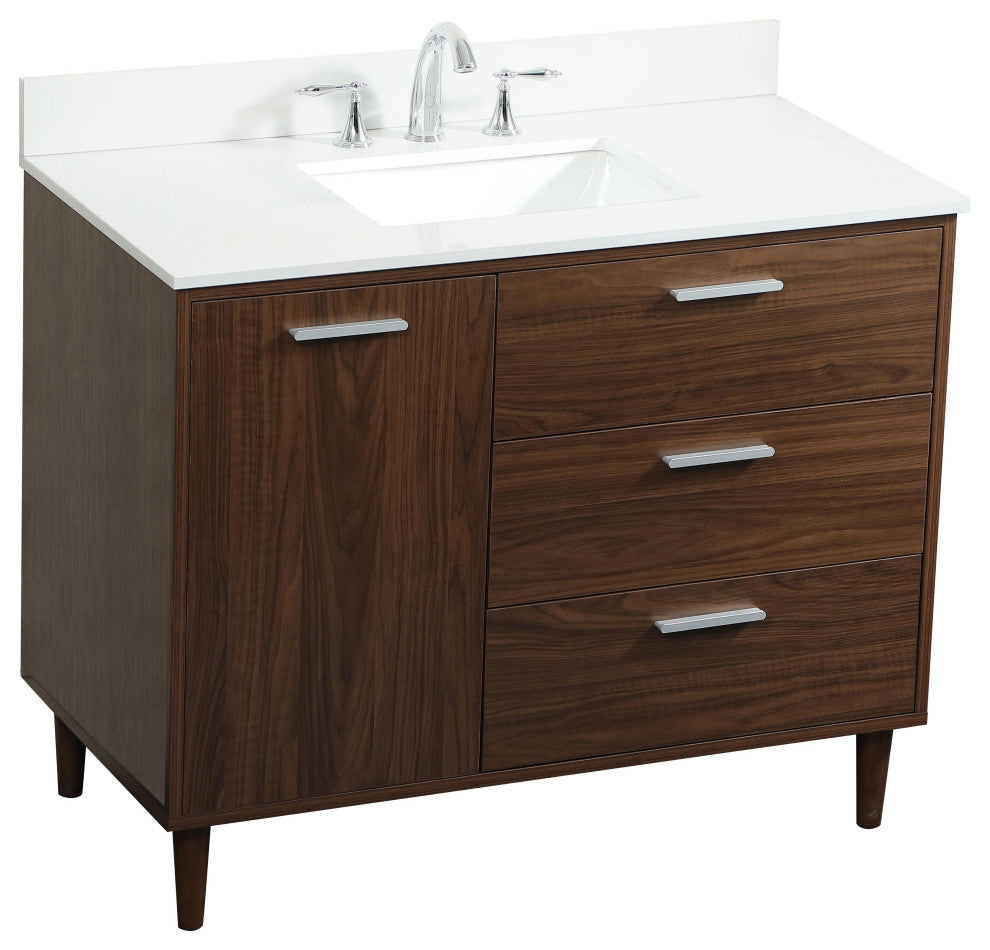 Home Living Modern Natural Oak-Light Bathroom Vanity, Walnut, 42"