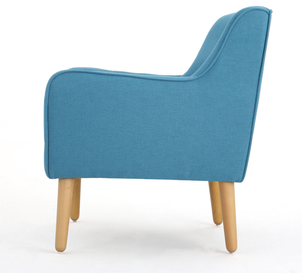 GDF Studio Fontinella Mid-Century Modern Fabric Tufted Arm Chair, Teal, Set of 2