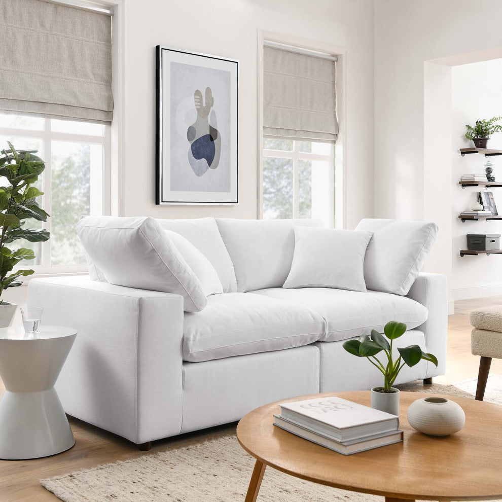 Modular Deep Sofa, White, Fabric, Modern, Lounge Cafe Hotel Lobby Hospitality
