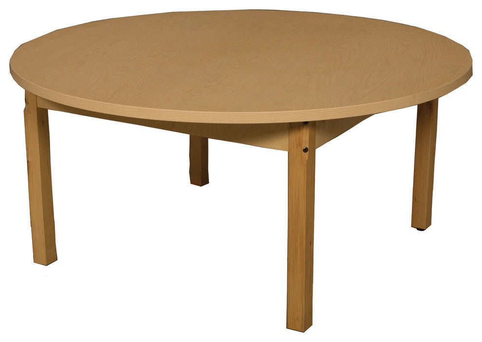 Round High Pressure Laminate Table With Hardwood Legs, 16"