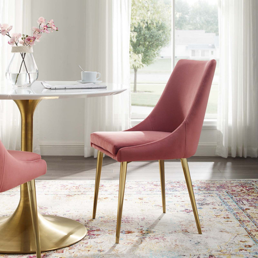 Dusty Rose Viscount Modern Accent Performance Velvet Dining Chair