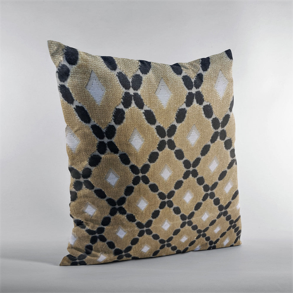 Plutus Velvet Majestic Gold, Black, Cream Handmade Luxury Pillow, 20"x36", King