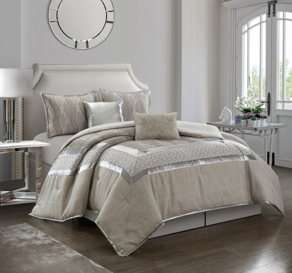 Aurora 6-Piece Bedding Comforter Set, Grey, King