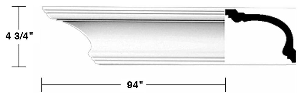 Cornice White Urethane Asheville Simple Design 8 Pcs   752" Length