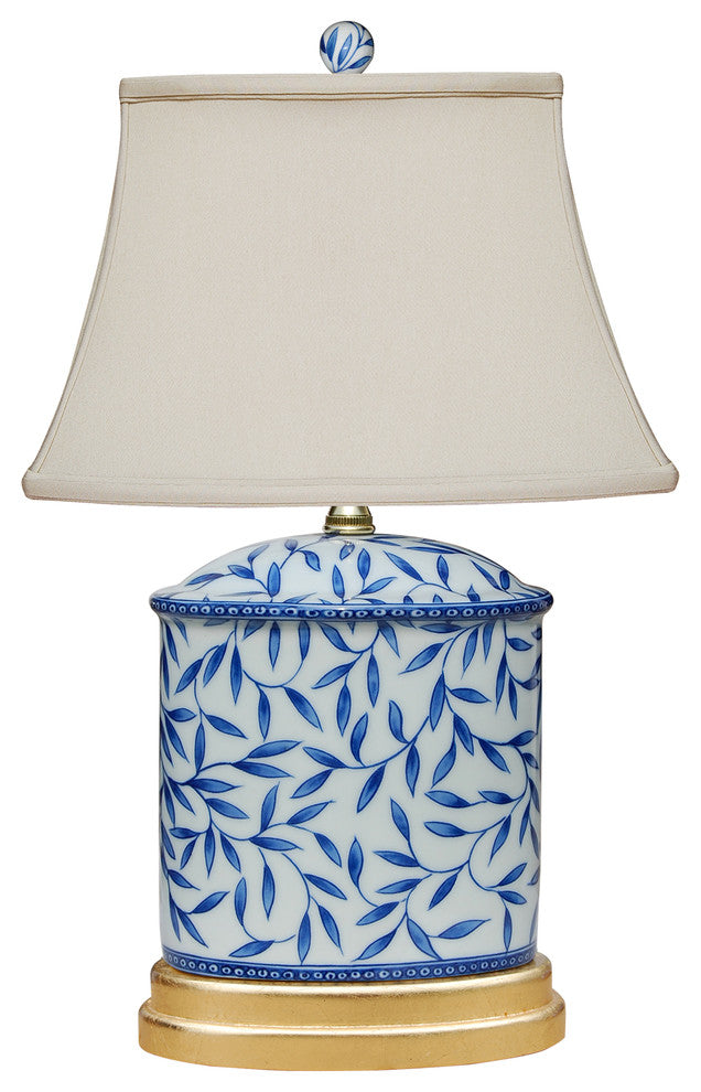 Blue and White Bamboo Leave Table Lamp