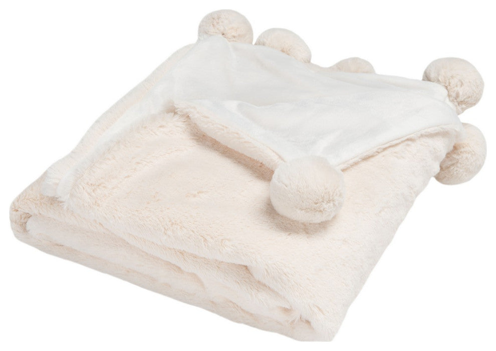 Safavieh Dalson Pom Pom Throw, Ivory