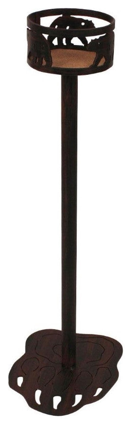 Burnt Sienna Iron Drink Holder With Bear Paw Accent