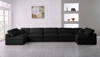 Plush Velvet / Down Standard Comfort 7-Piece U-Shaped Modular Sectional, Black