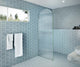 32"x86.75" Frameless Shower Door, Arched Fluted Single Fixed Panel, Polished Chrome