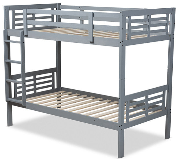 Baxton Studio Liam Modern and Contemporary Grayed Wood Twin Size Bunk Bed