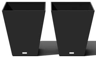 Nobleton Square Planter, Black, 22 Inch, 2 Pack