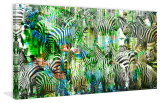 "Green Zebras" Print on Canvas, 60"x30"