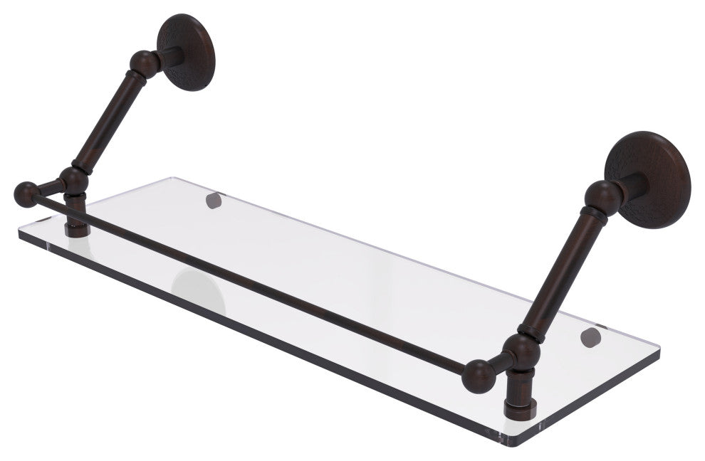 Prestige Monte Carlo 24" Floating Glass Shelf With Rail, Venetian Bronze