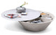 HomeRoots 12" Grey Glass Coffee Table With a Swivel Compartment