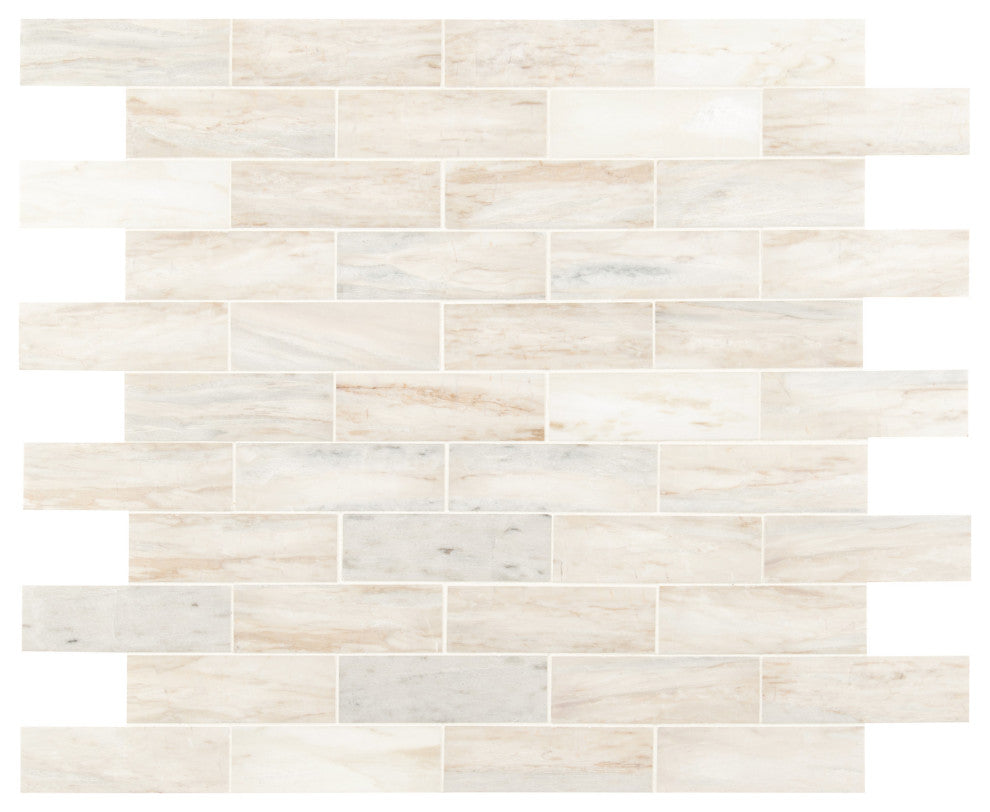 MSI SMOT-2X6P 12" x 12" Brick Mosaic Floor and Wall Tile - - Angora