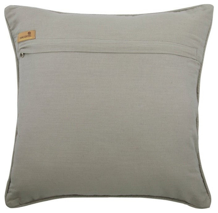 Quilted with Zardosi Embroidery Grey Satin 16"x16" Pillow Cover, Maple Glory