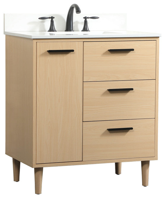 Home Living Modern Natural Oak-Light Bathroom Vanity, Maple, 30"