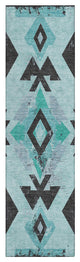 Machine Washable Indoor/Outdoor Chantille ACN1882 Teal 2'3" x 7'6" Runner Rug