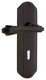 Deco Plate With Keyhole Fleur Lever, Timeless Bronze, Passage, Non-Handed