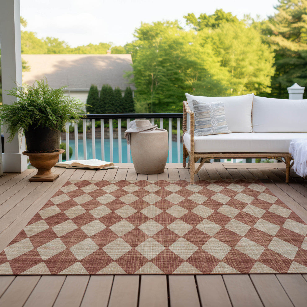 Machine Washable Indoor/Outdoor Chantille ACN578 Paprika 5'' x 7''6" Rug