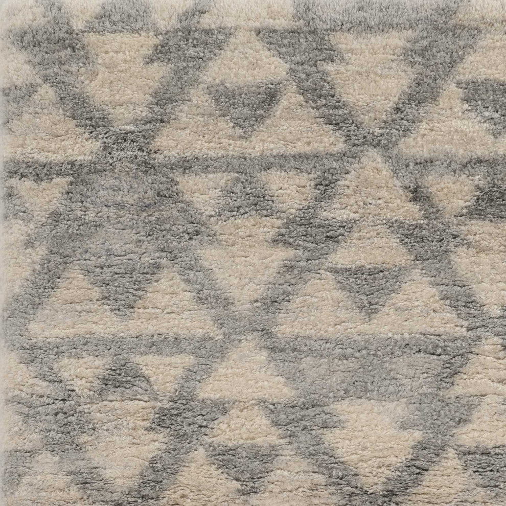 HomeRoots 8' x 13' Extra Soft Geometric Design Ivory and Blue Area Rug