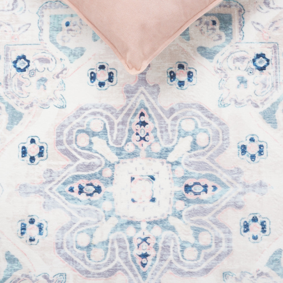 Safavieh Arizona Machine-Washable Collection ARZ324 Rug, Ivory/Aqua, 6'x9'