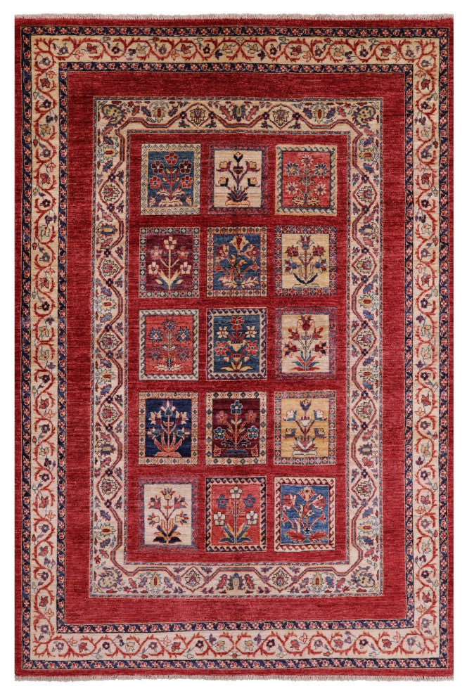 Persian Garden Design Handmade Wool Rug 5' 6" X 8' 2" Q10663