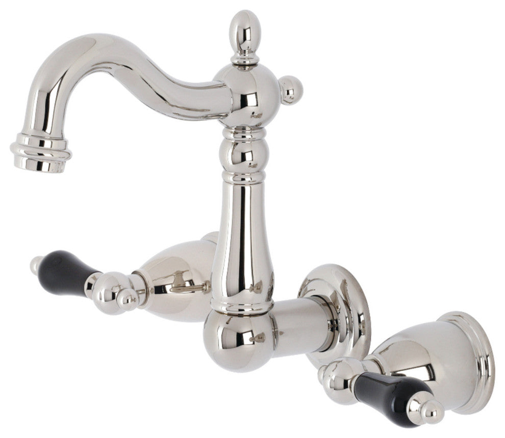 Kingston Brass KS1226PKL Two-Handle Wall Mount Bathroom Faucet, Polished Nickel