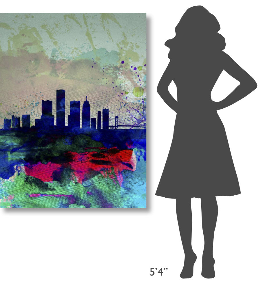 "Detroit Watercolor Skyline" Fine Art Print