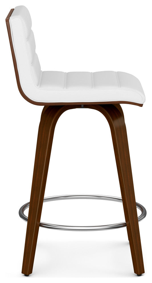 Roland Swivel Counter Height Stool, White Vegan Faux Leather