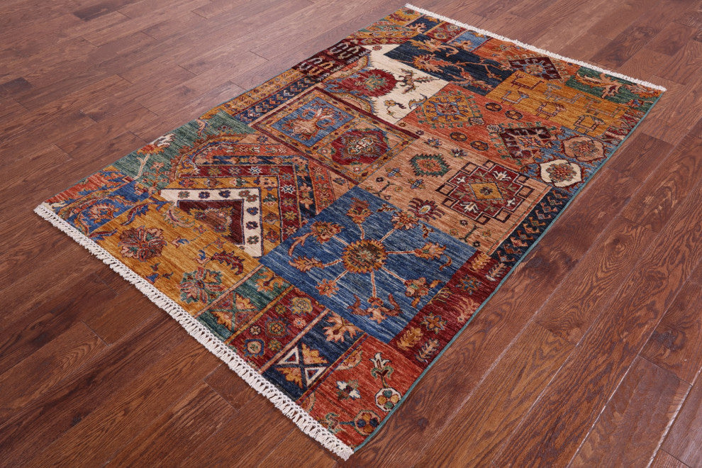 4' 2" X 6' 3" Handmade Super Kazak Wool Rug Q11263