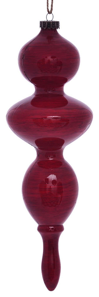 Vickerman MC198603 14" Red Wood Grain Bubble Finial Ornament, Pack of 3