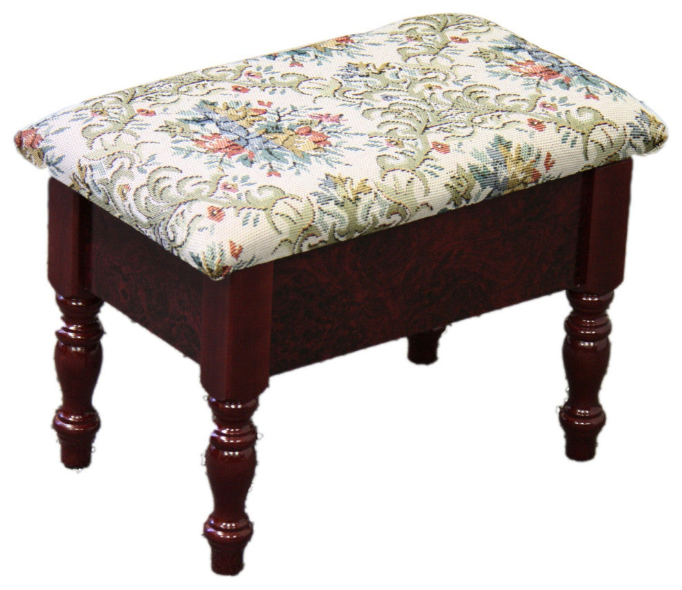 Cherry Traditional Tapesty Foot Stool With Storage