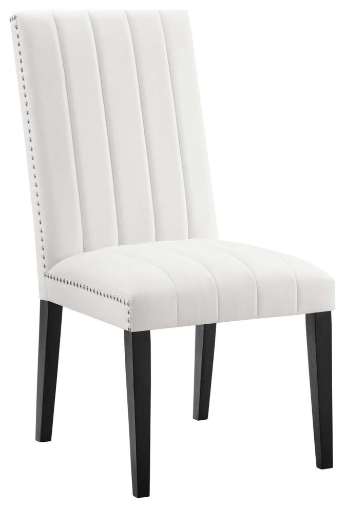 Catalyst Performance Velvet Dining Side Chairs, Set of 2, White
