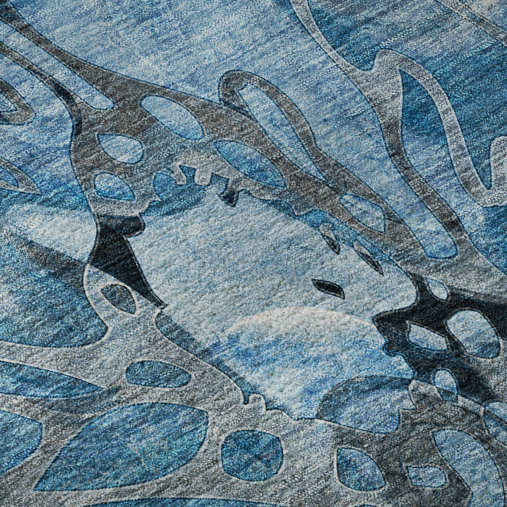 Premium Machine Washable Mayfield AMF558 Blue 2'3" x 7'6" Runner Rug